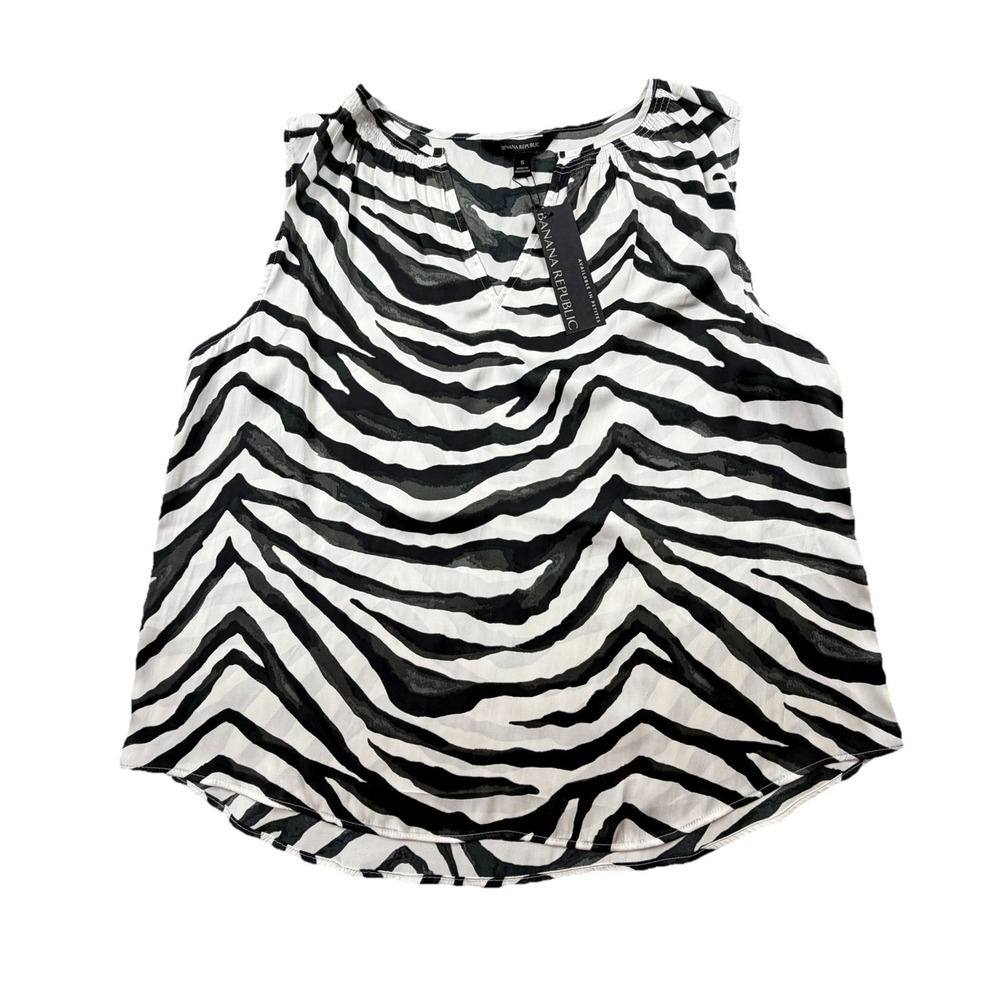 Banana Republic Zebra Print Sleeveless Blouse Top S NWT‎ Chic